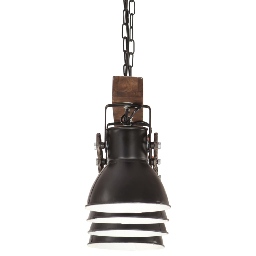 Plafondlamp Industrieel E27 Mangohout Zwart