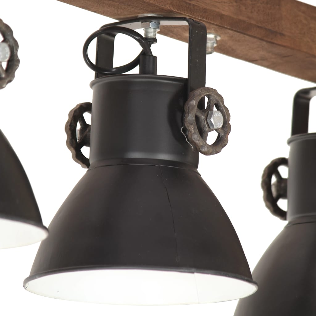 Plafondlamp Industrieel E27 Mangohout Zwart