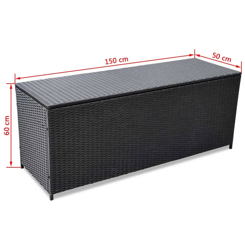 Tuinbox 150x50x60 cm poly rattan zwart
