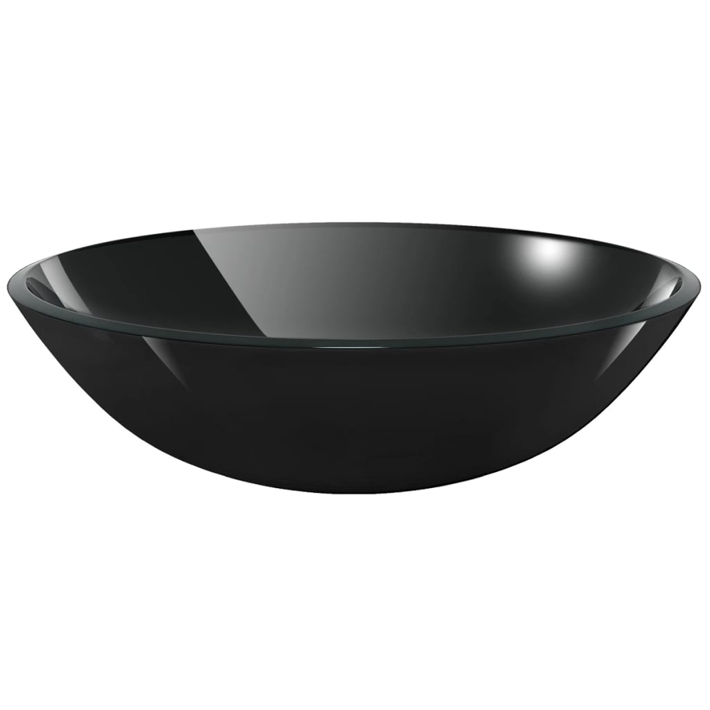 Wasbak gehard glas 42 cm zwart