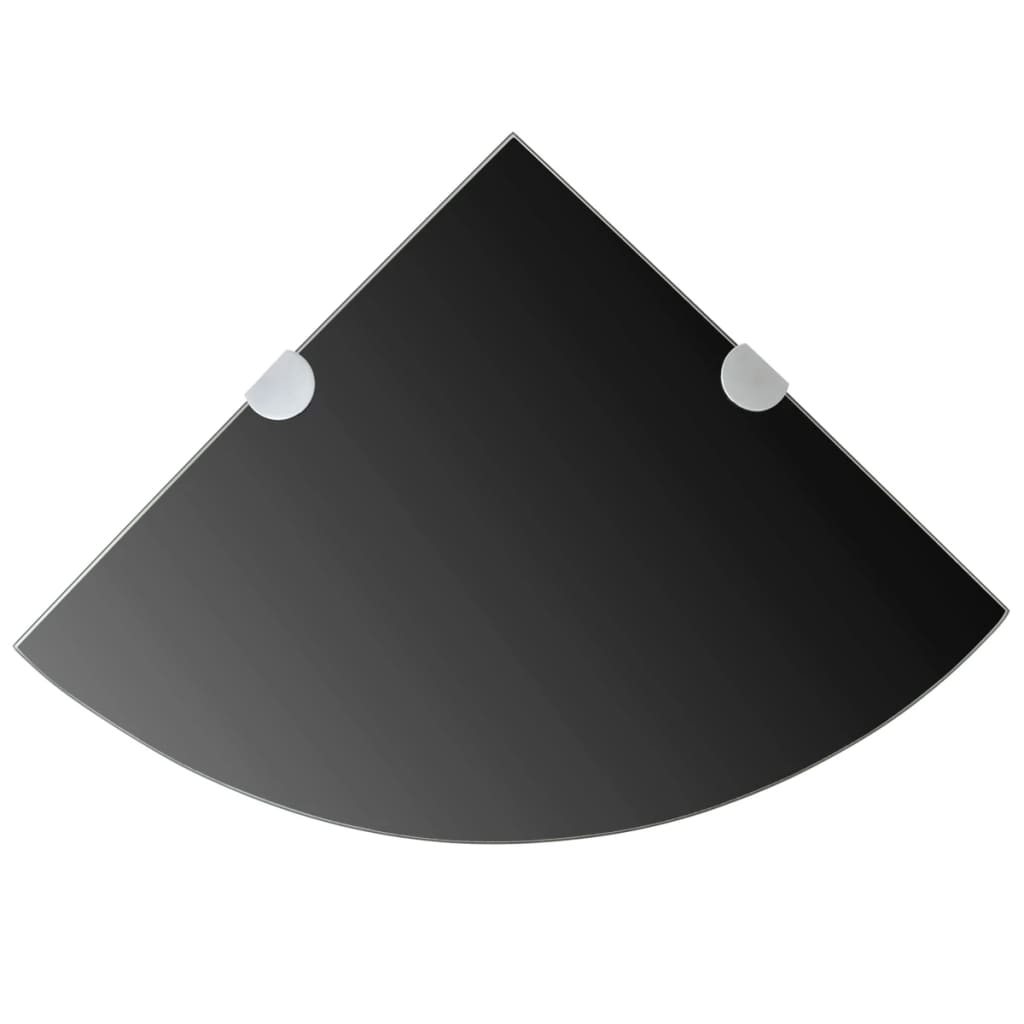 Hoekplank met chromen dragers zwart 25x25 cm glas