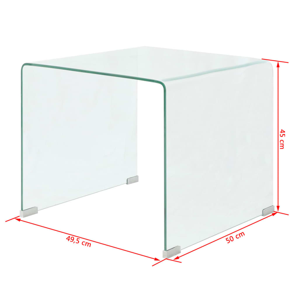 Salontafel transparant 49,5x50x45 cm gehard glas