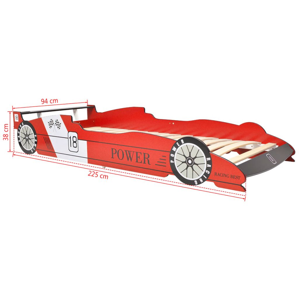 Kinderbed raceauto rood 90x200 cm