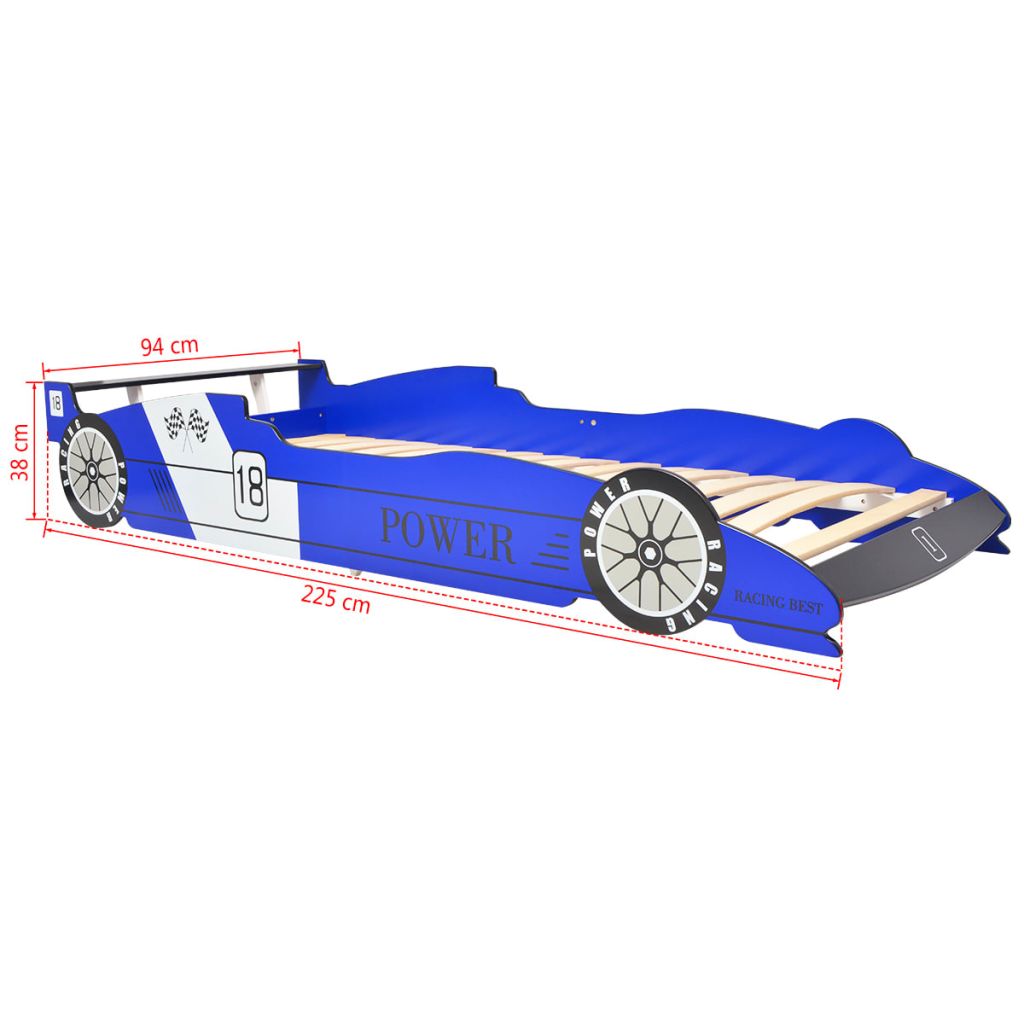 Kinderbed raceauto blauw 90x200 cm