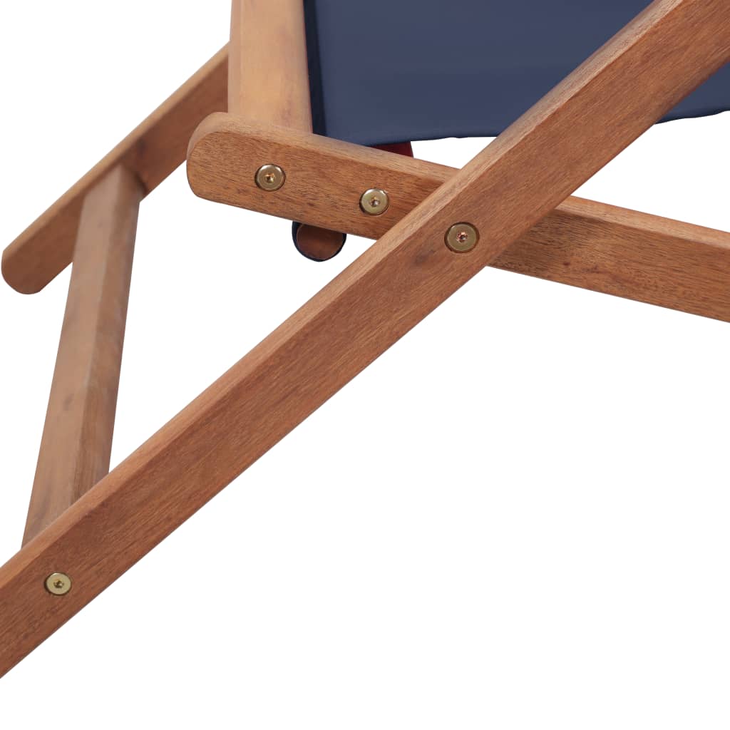 Strandstoel inklapbaar stof en houten frame blauw