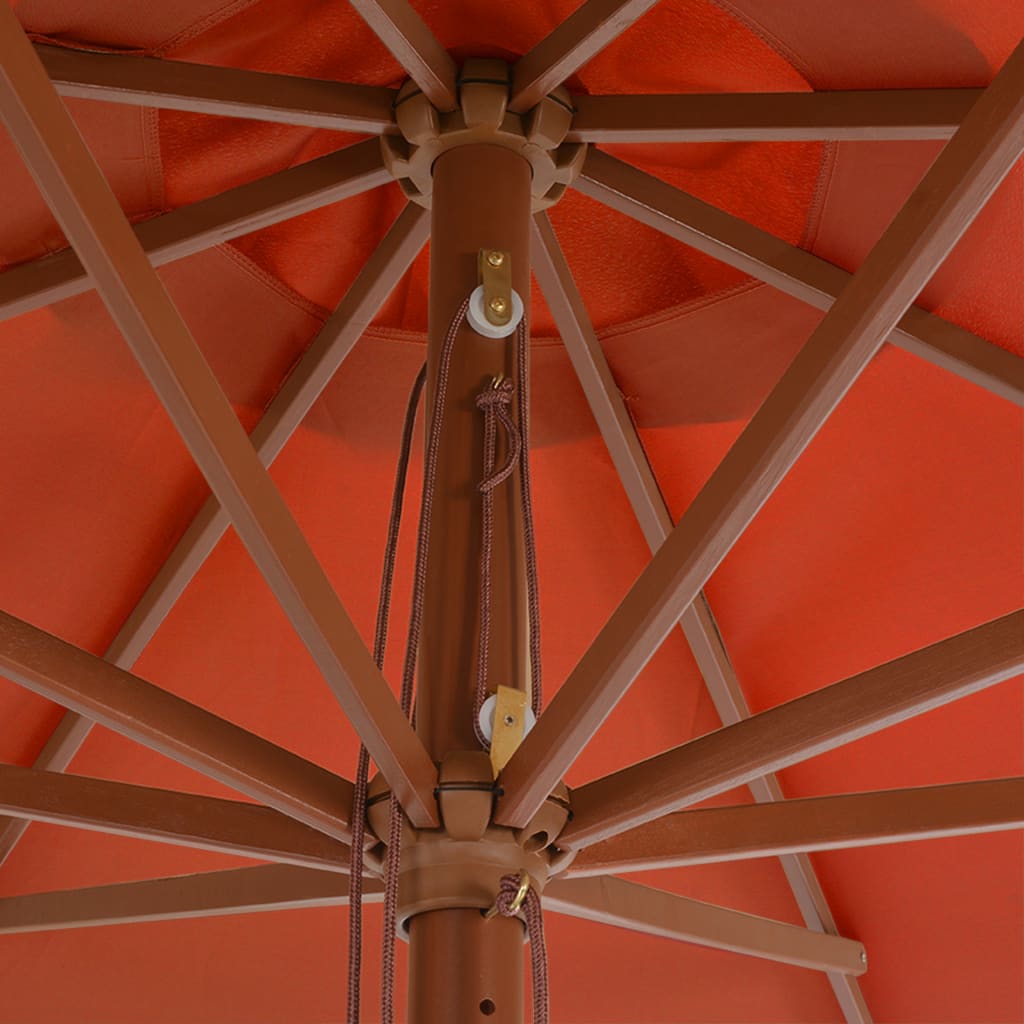 Parasol met houten paal 350 cm terracottakleurig