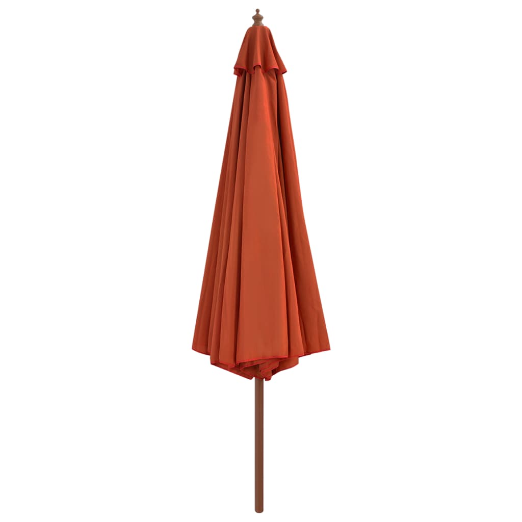 Parasol met houten paal 350 cm terracottakleurig