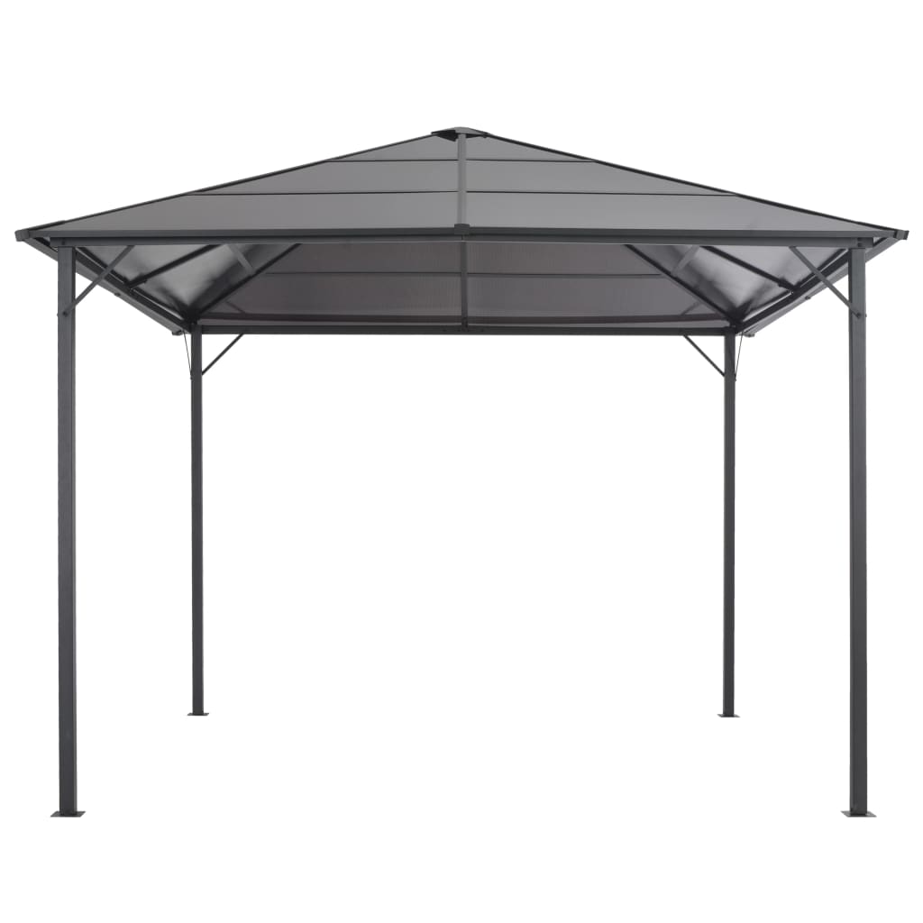 Prieel met dak 3x3 m aluminium zwart