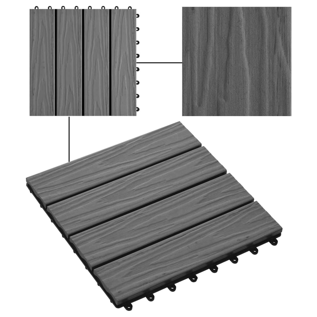 Terrastegels diep reliëf 30x30 cm 1 m² HKC grijs 11 st