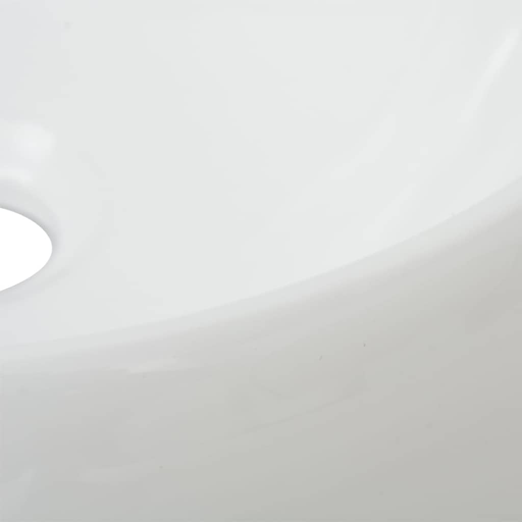 Badkamerwastafel met mengkraan rond keramiek wit