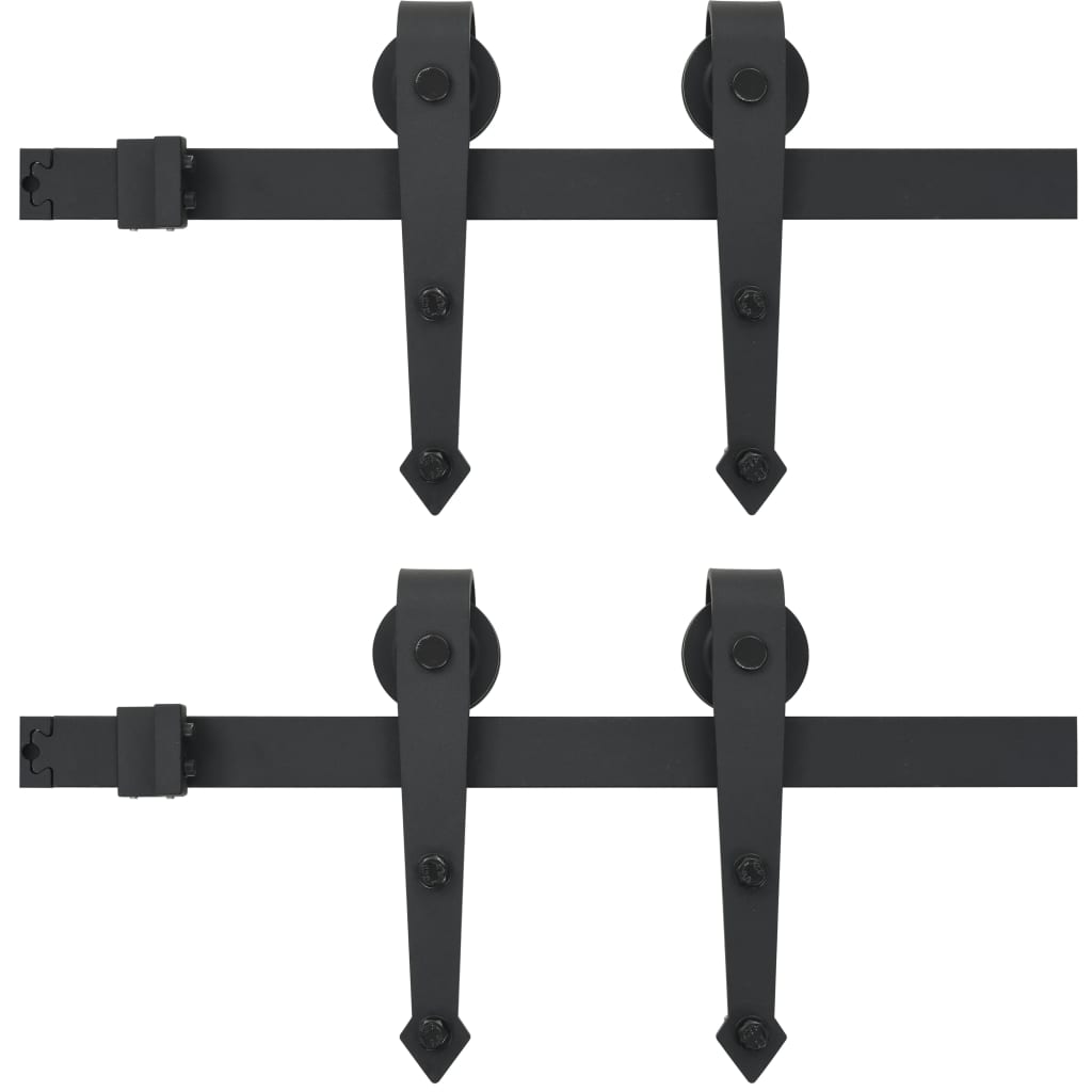 Onderdelenset voor schuifdeur 2x183 cm staal zwart