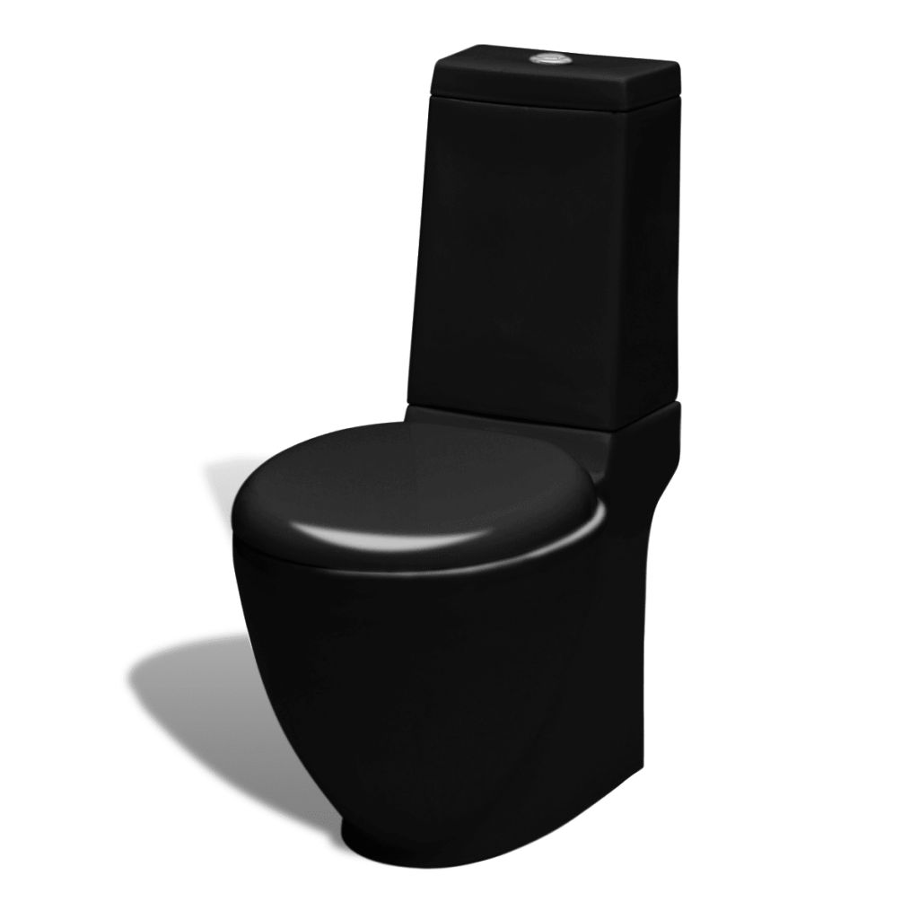 Toilet- en bidetset staand keramiek zwart