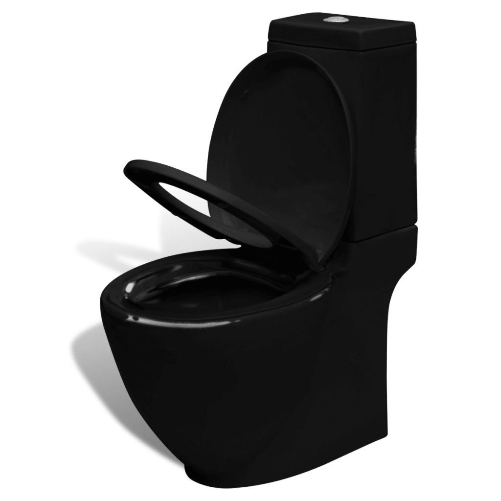 Toilet- en bidetset staand keramiek zwart