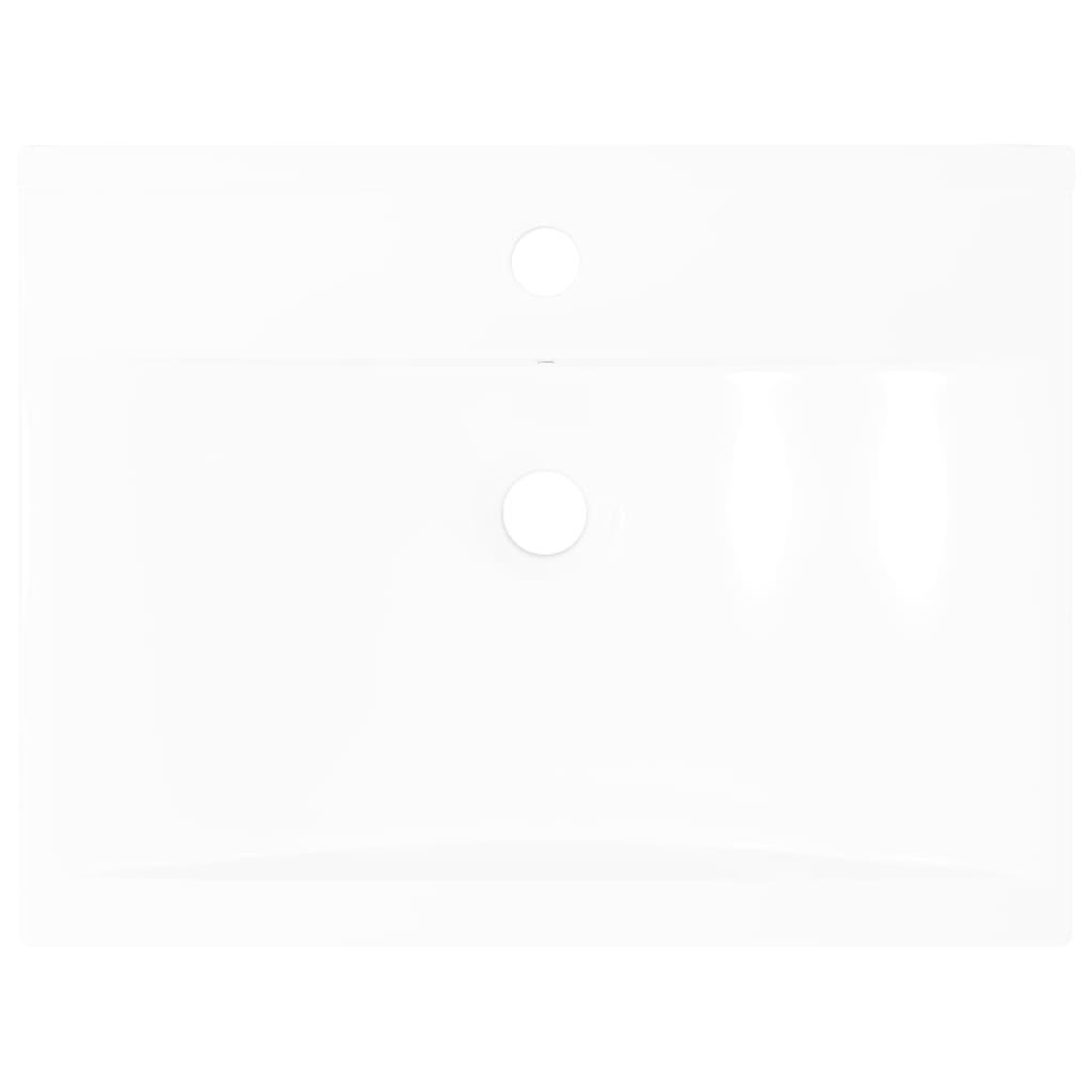 Wastafel met kraangat rechthoekig 60x46 cm keramiek wit