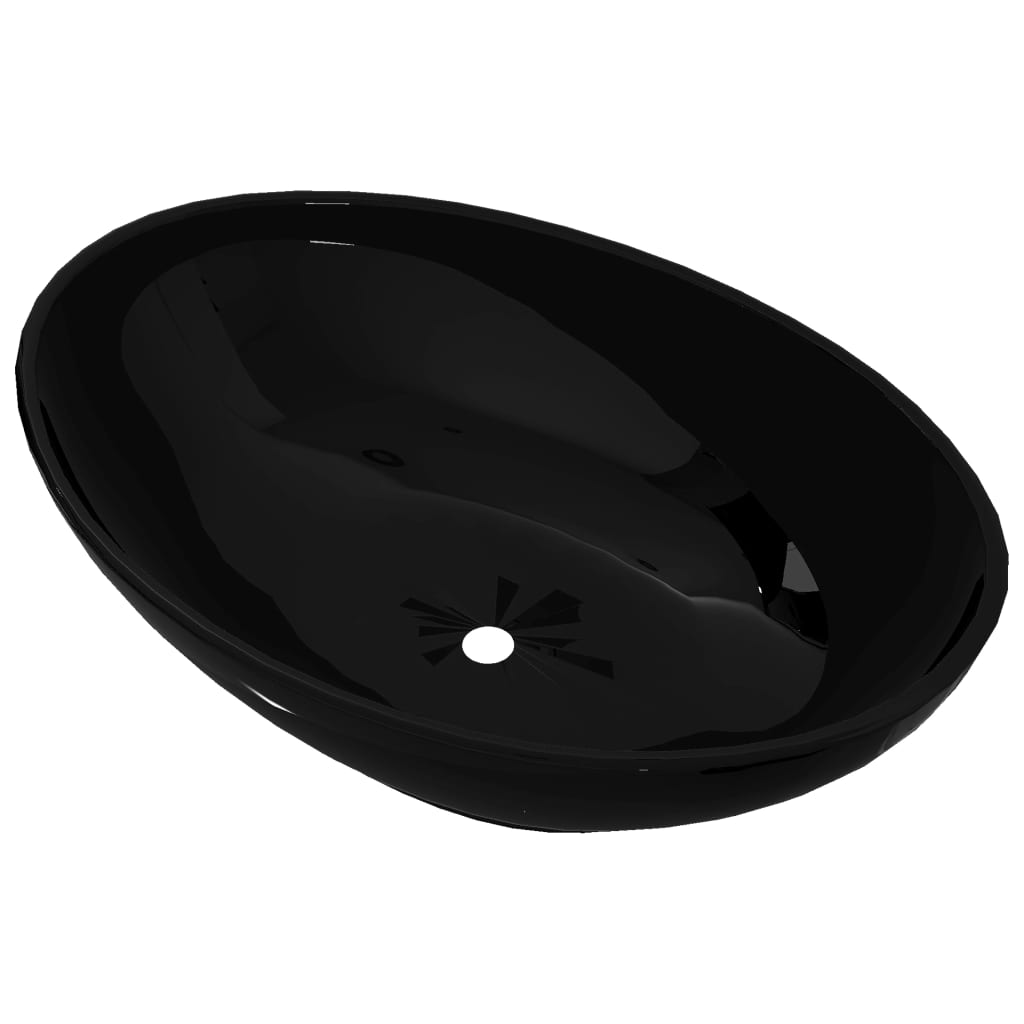 Luxe wastafel ovaal 40x33 cm keramiek zwart