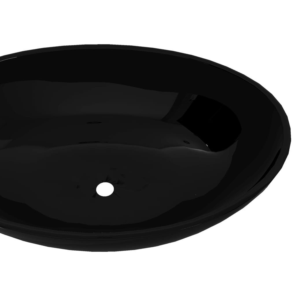 Luxe wastafel ovaal 40x33 cm keramiek zwart