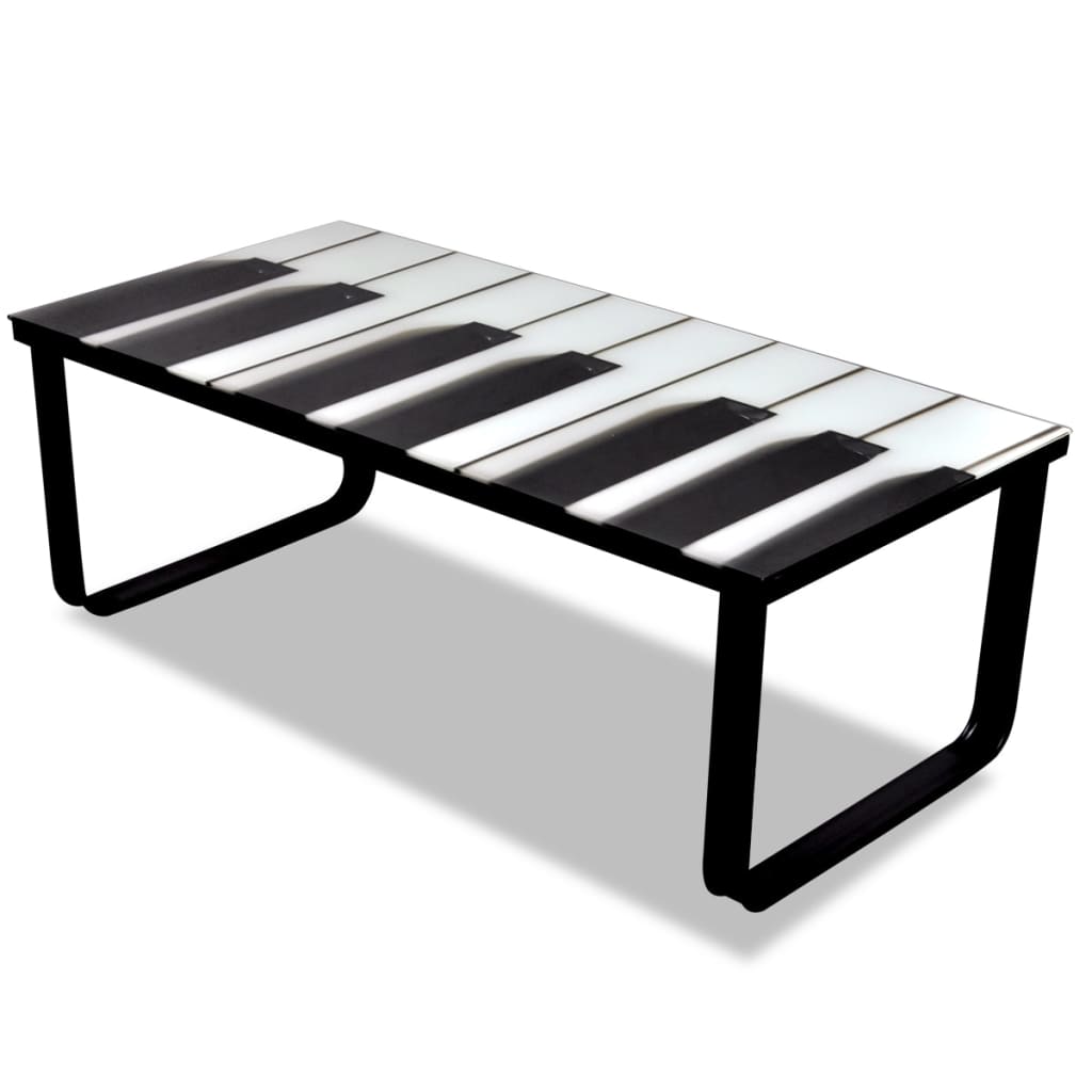 Salontafel met piano-print glazen tafelblad