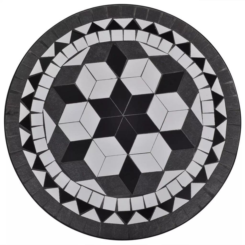 Bistrotafel 60 cm mozaïek zwart en wit