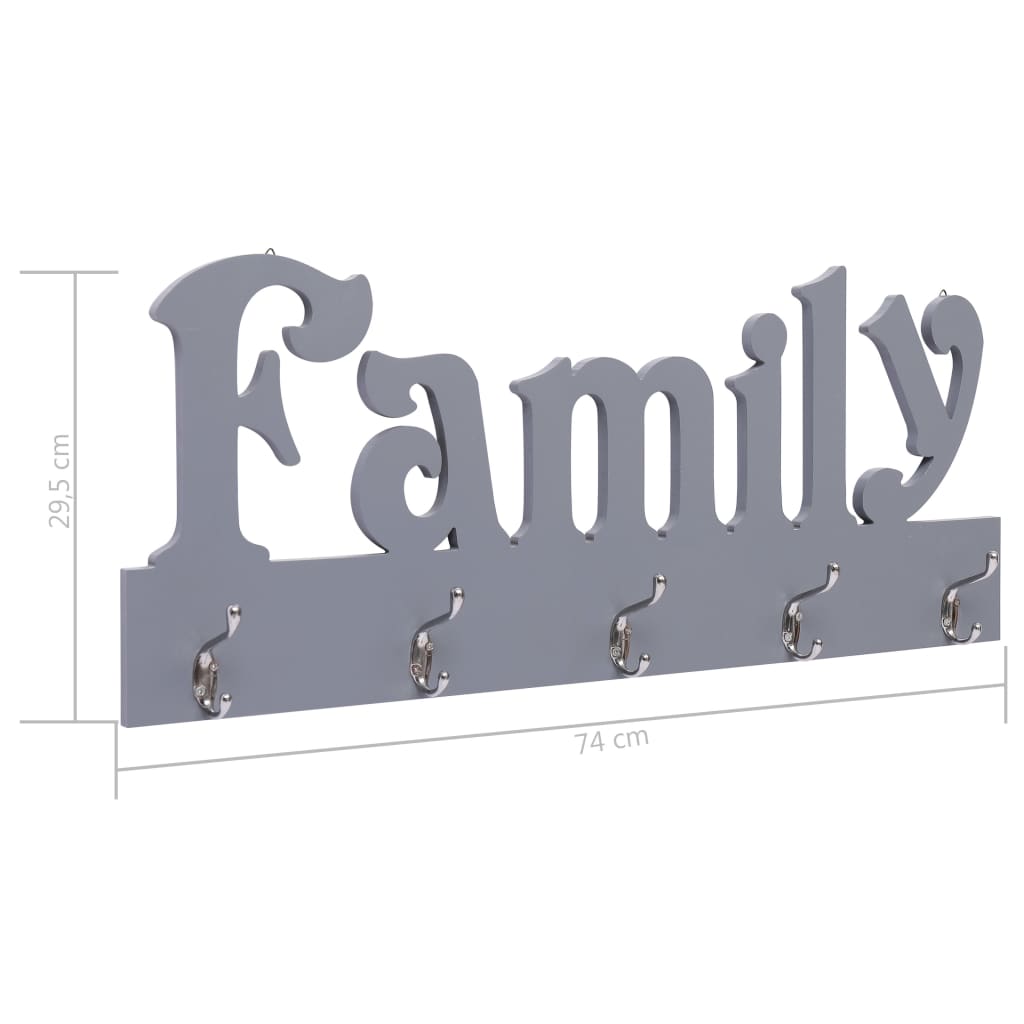 Wandkapstok FAMILY 74x29,5 cm grijs