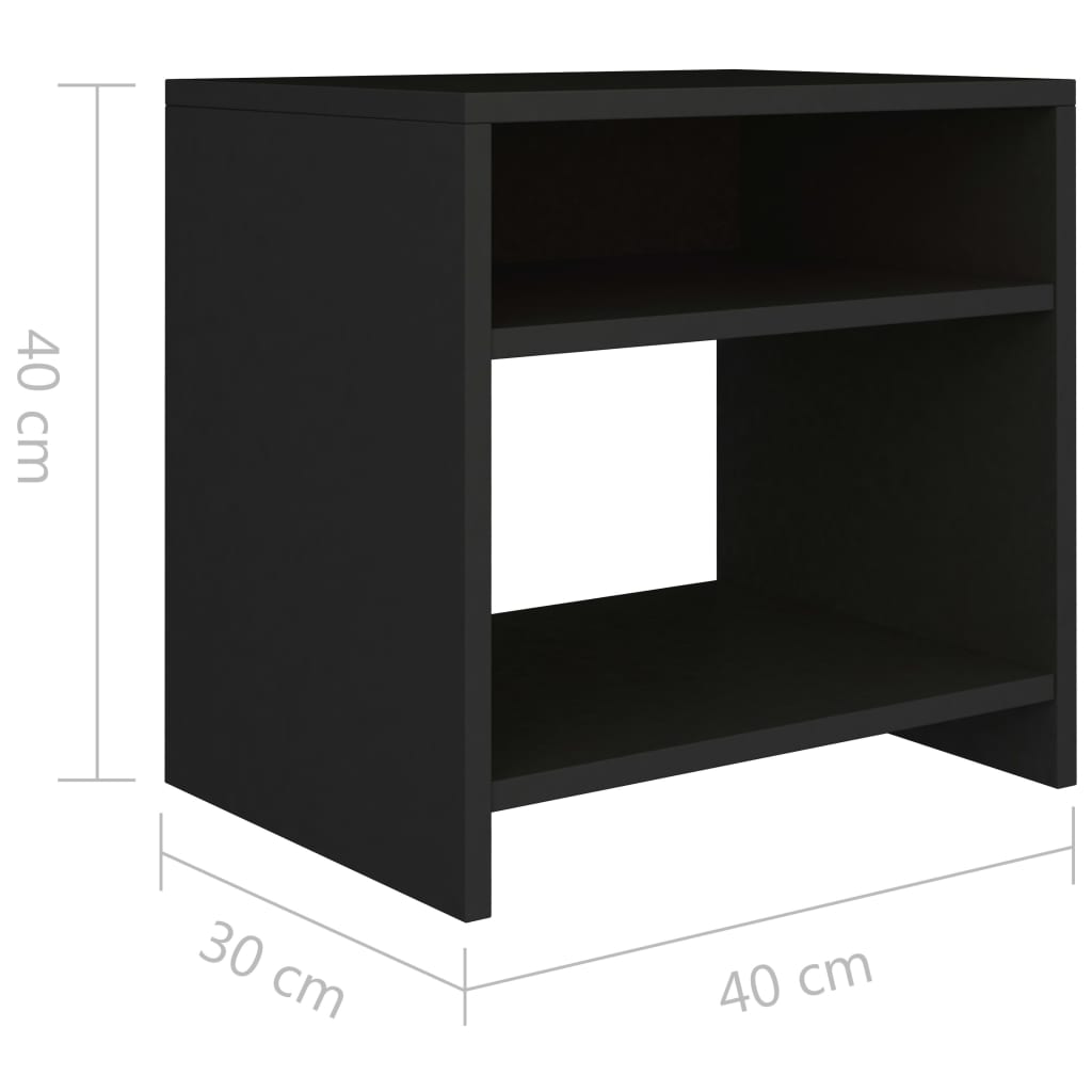 Nachtkastjes 2 st 40x30x40 cm bewerkt hout zwart