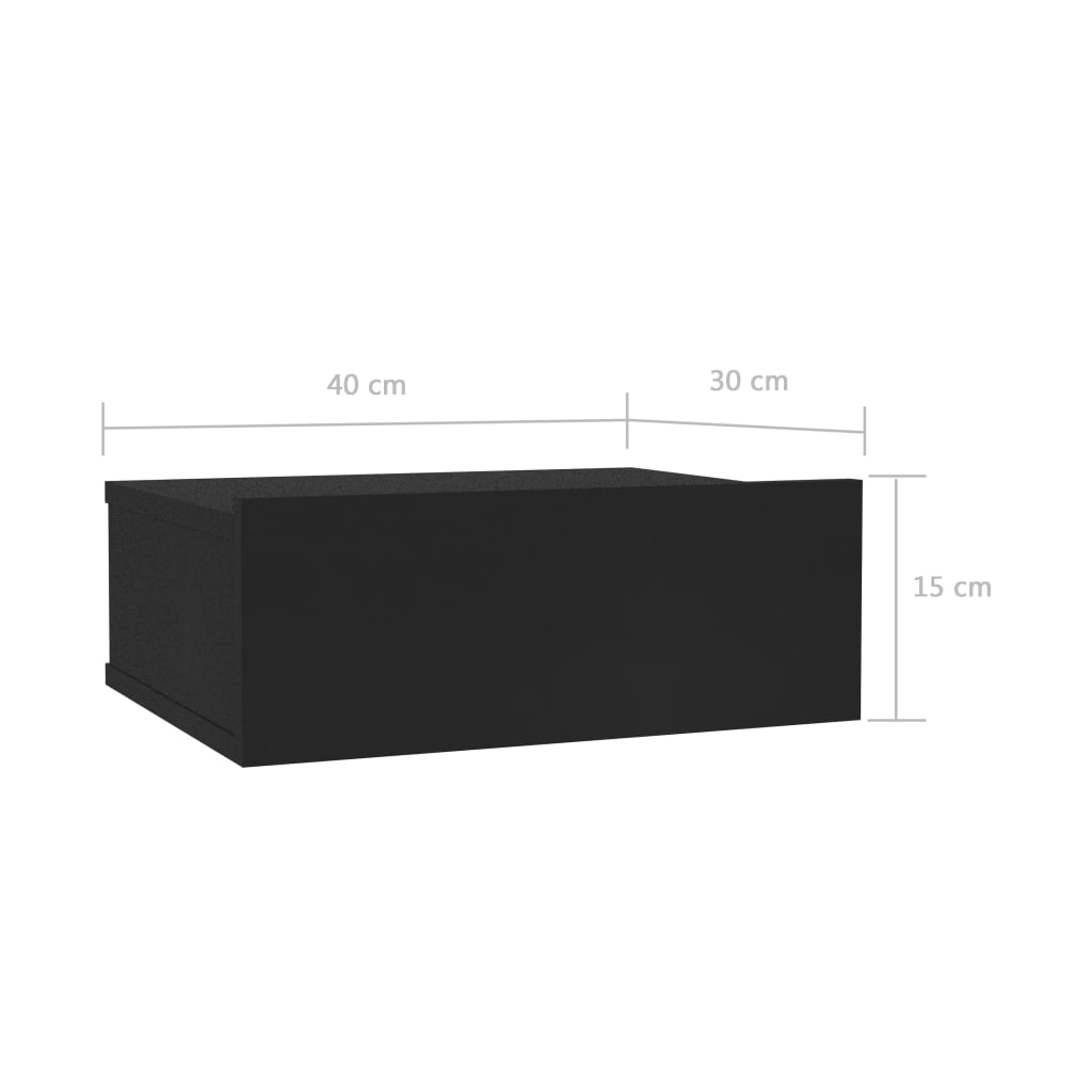 Nachtkastje zwevend 40x30x15 cm bewerkt hout zwart