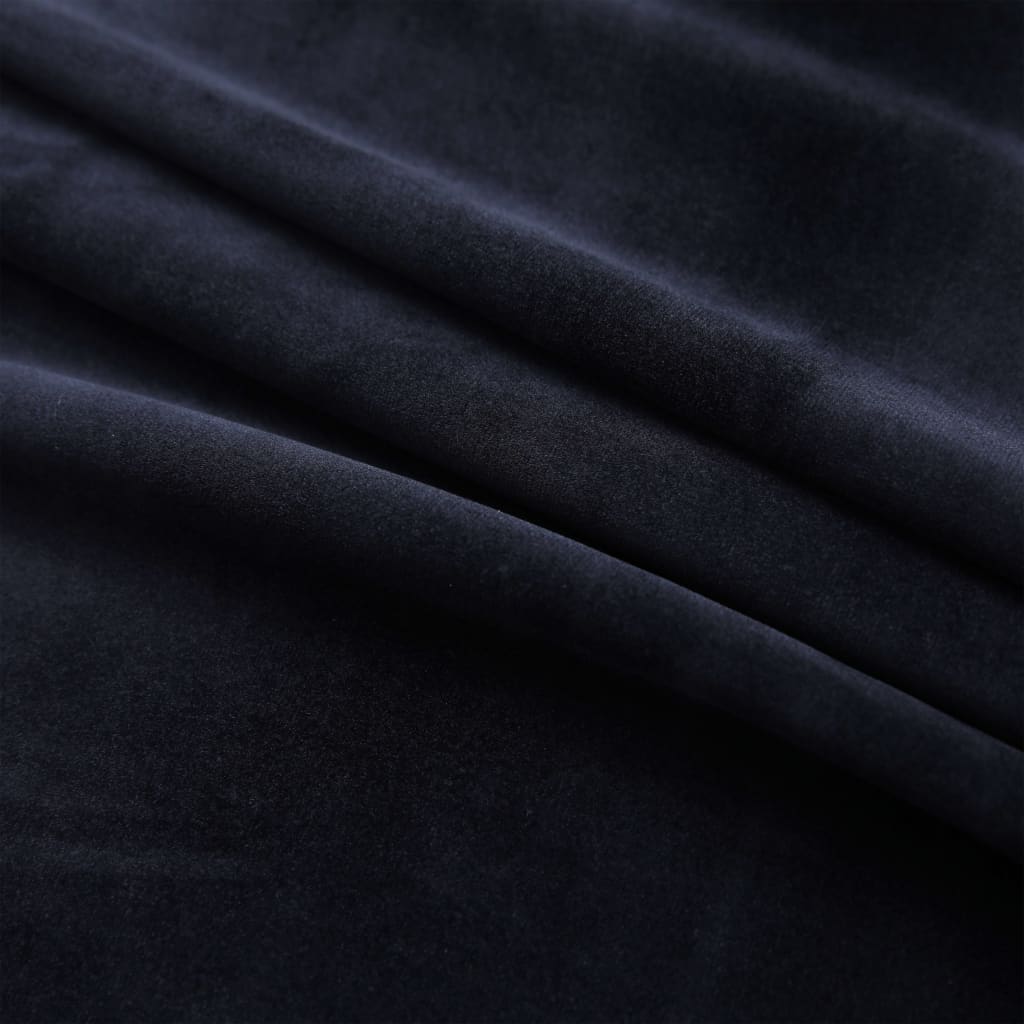 Gordijn verduisterend met ringen 2 st 140x245 cm fluweel zwart
