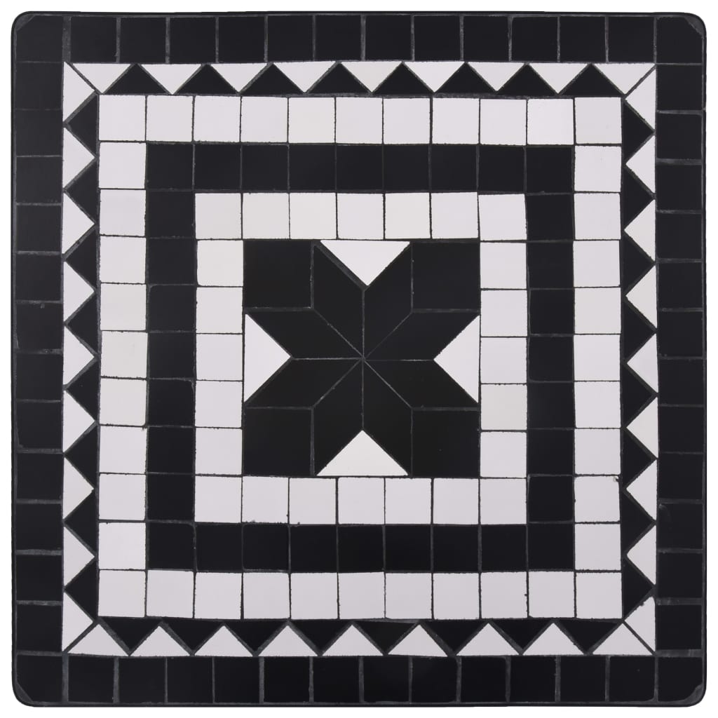 Bistrotafel mozaïek 60 cm keramiek zwart en wit