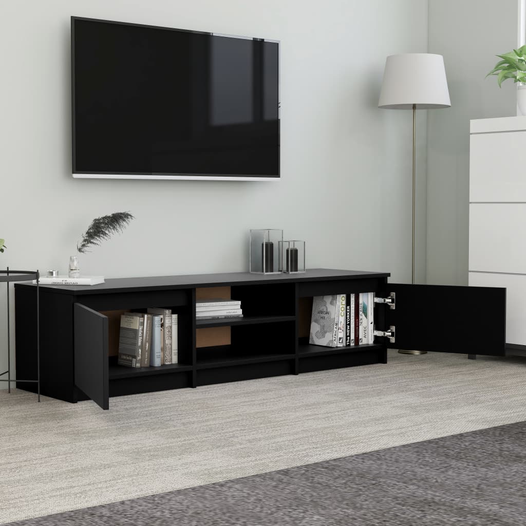 Tv-meubel 140x40x35,5 cm bewerkt hout zwart