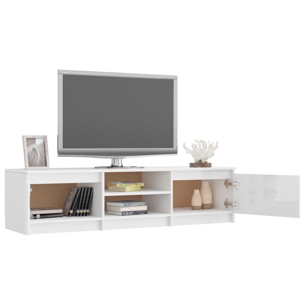 Tv-meubel 140x40x35,5 cm bewerkt hout hoogglans wit