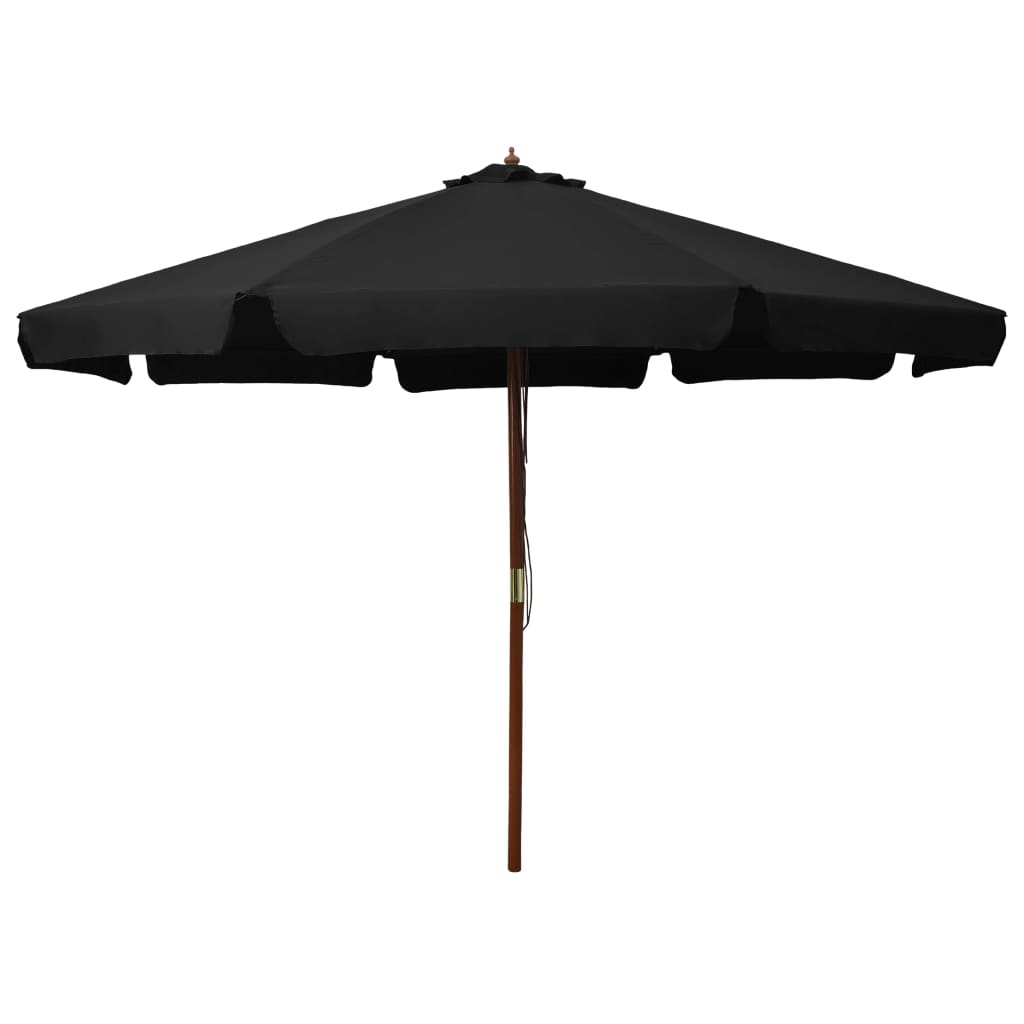 Parasol met houten paal 330 cm zwart