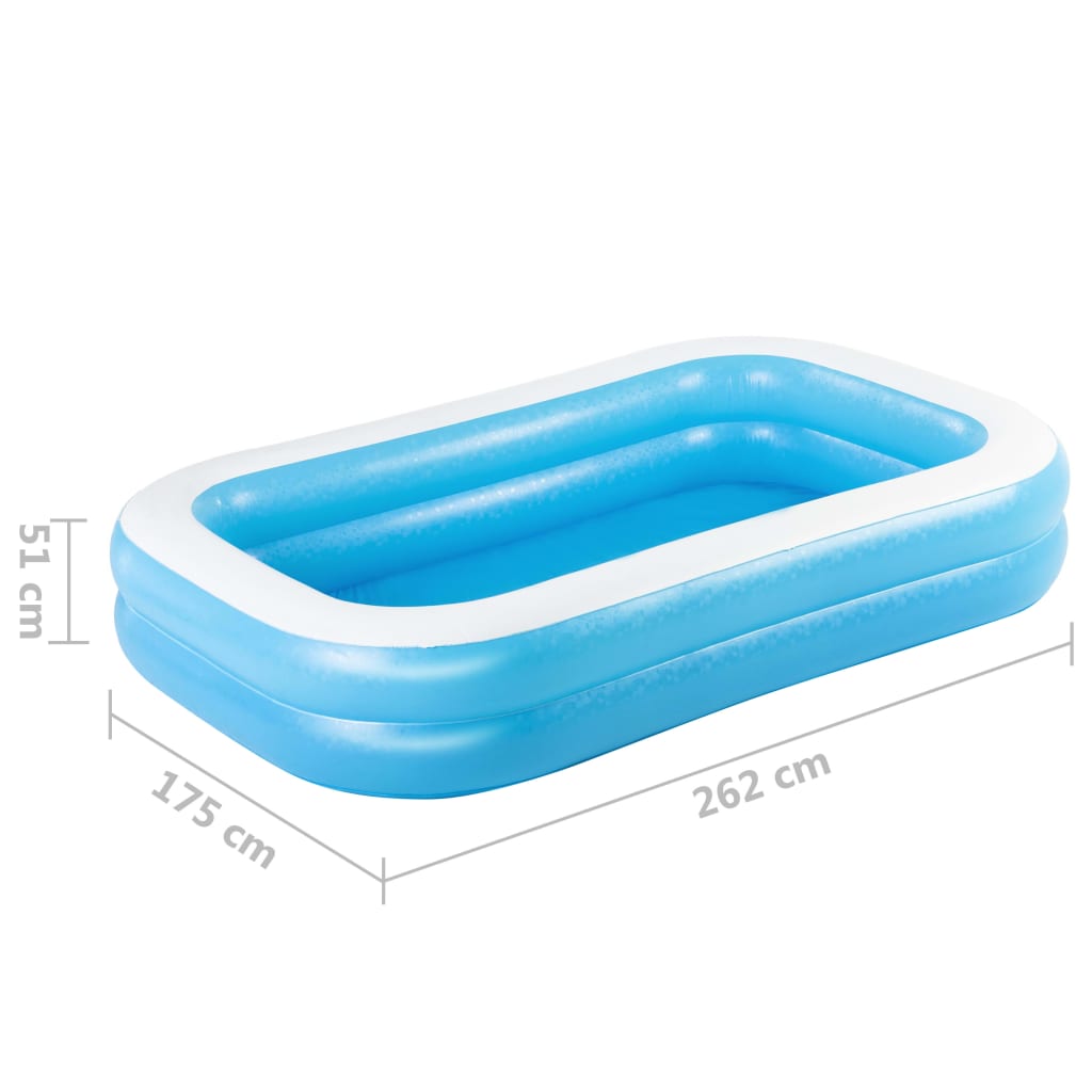Bestway Gezinszwembad rechthoekig opblaasbaar 262x175x51cm blauw wit