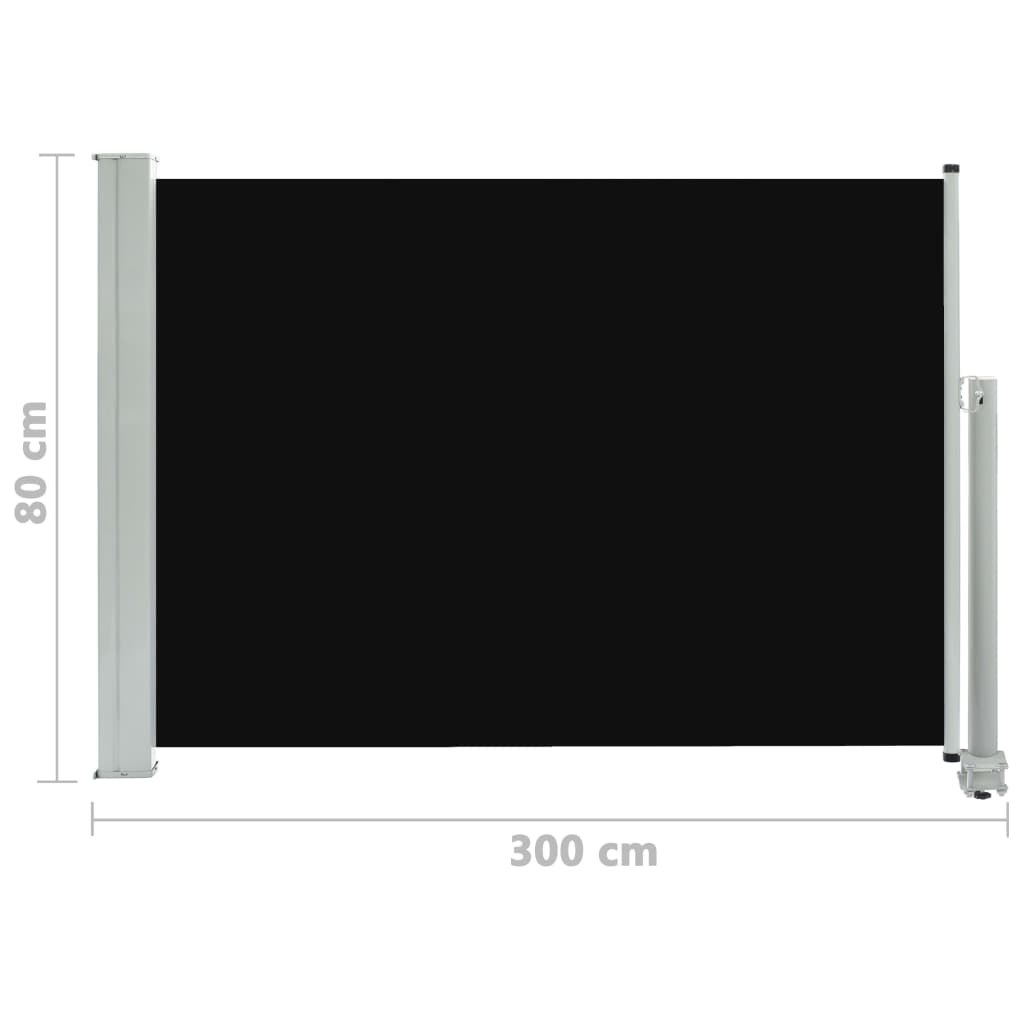 Tuinscherm uittrekbaar 80x300 cm zwart