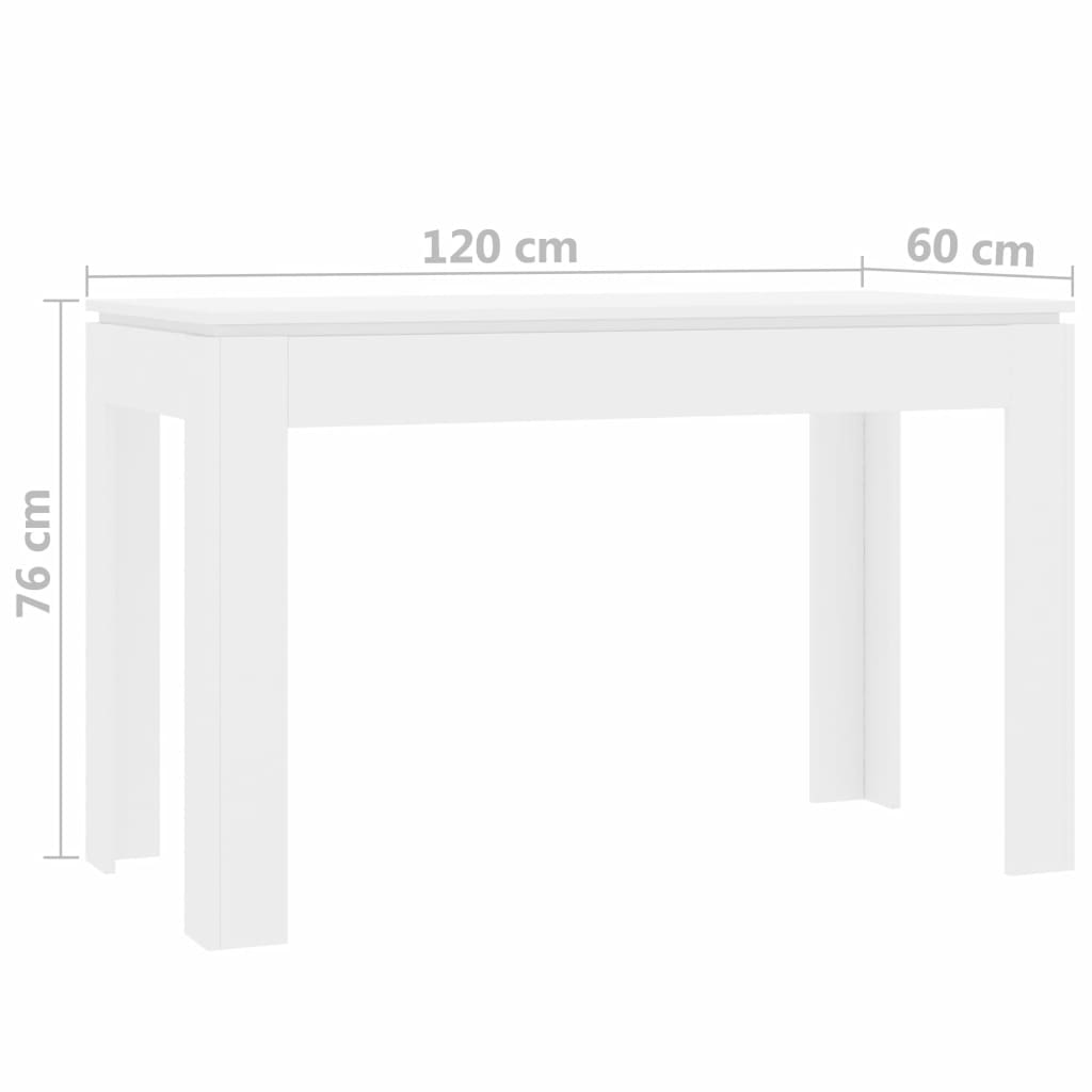 Eettafel 120x60x76 cm bewerkt hout wit