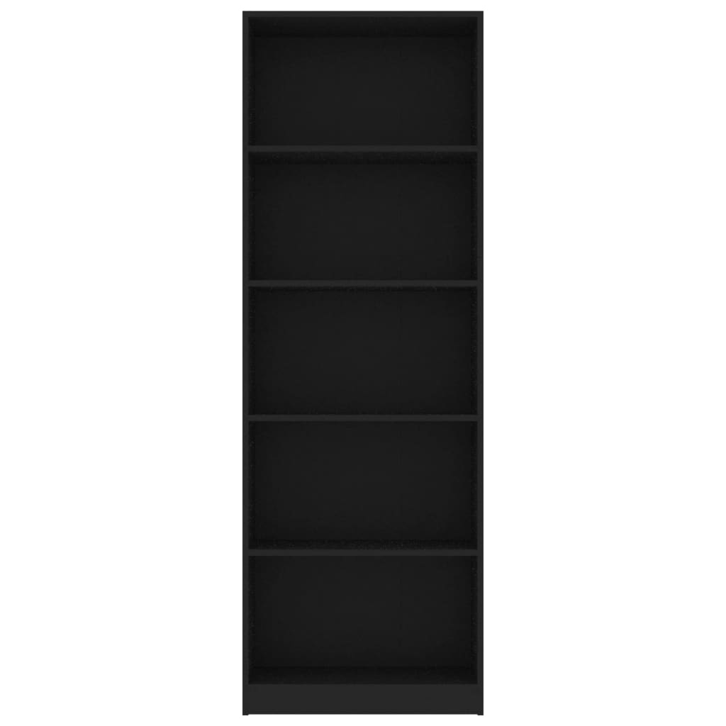 Boekenkast met 5 schappen 60x24x175 cm bewerkt hout zwart