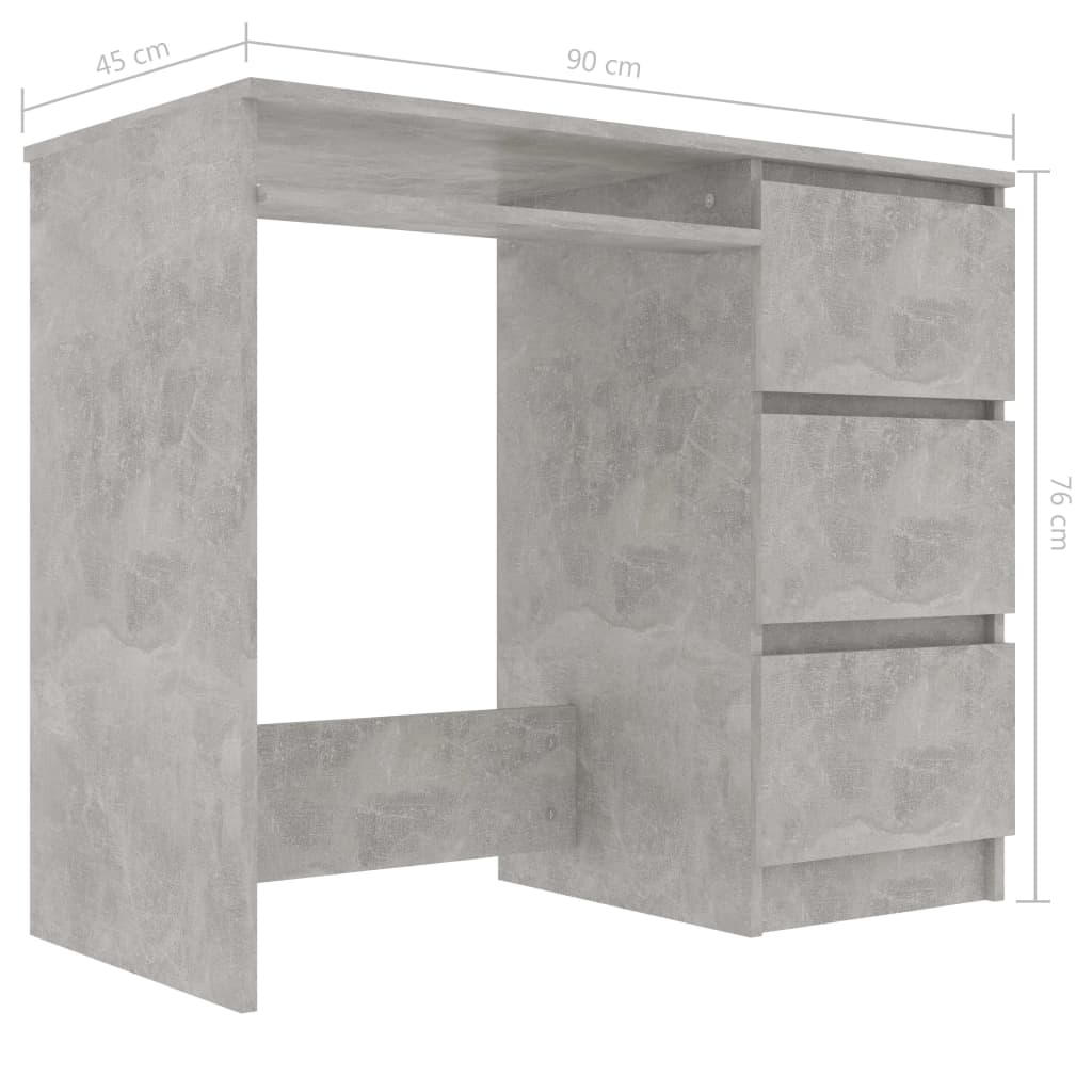 Bureau 90x45x76 cm spaanplaat betongrijs