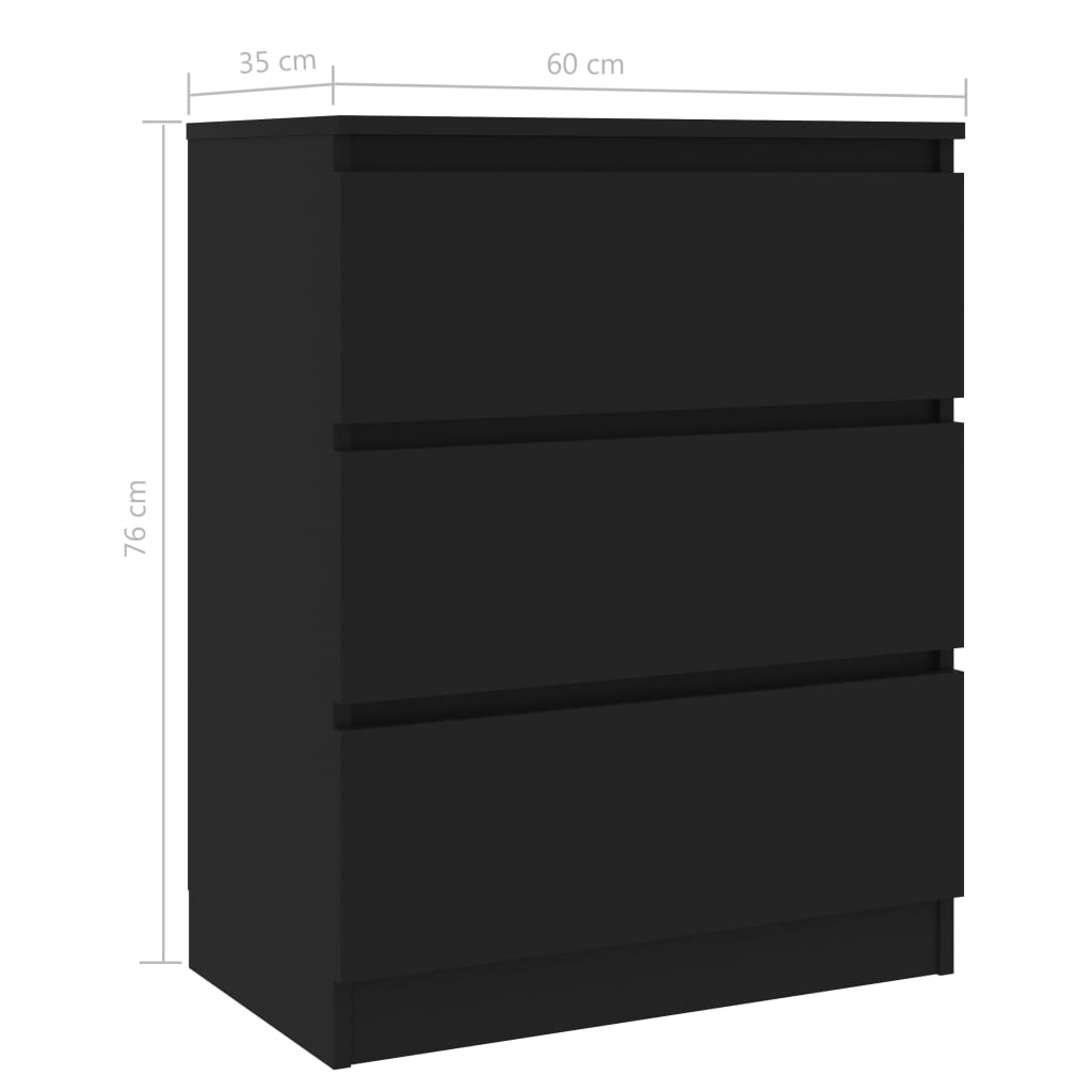 Dressoir 60x35x76 cm bewerkt hout zwart