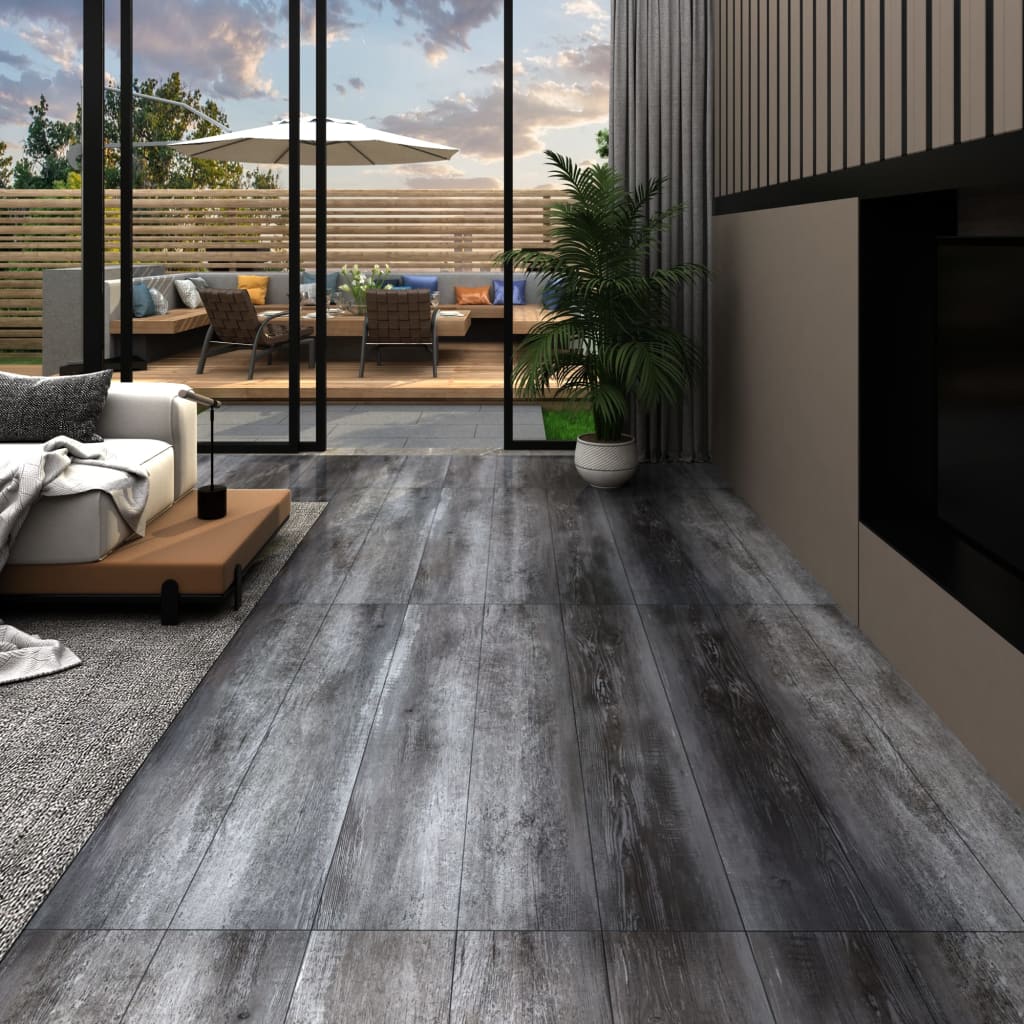 Vloerplanken niet-zelfklevend 5,26 m² 2 mm PVC glanzend grijs