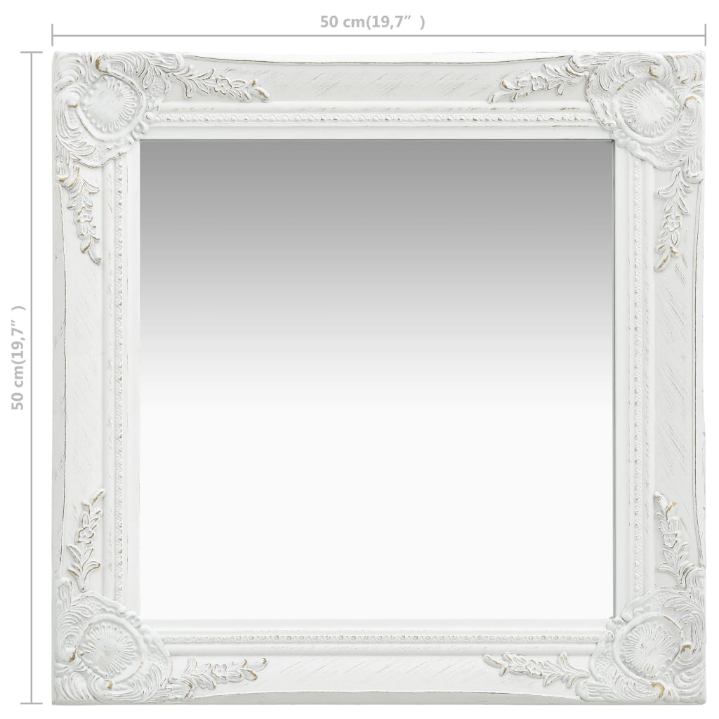 Wandspiegel barok stijl 50x50 cm wit
