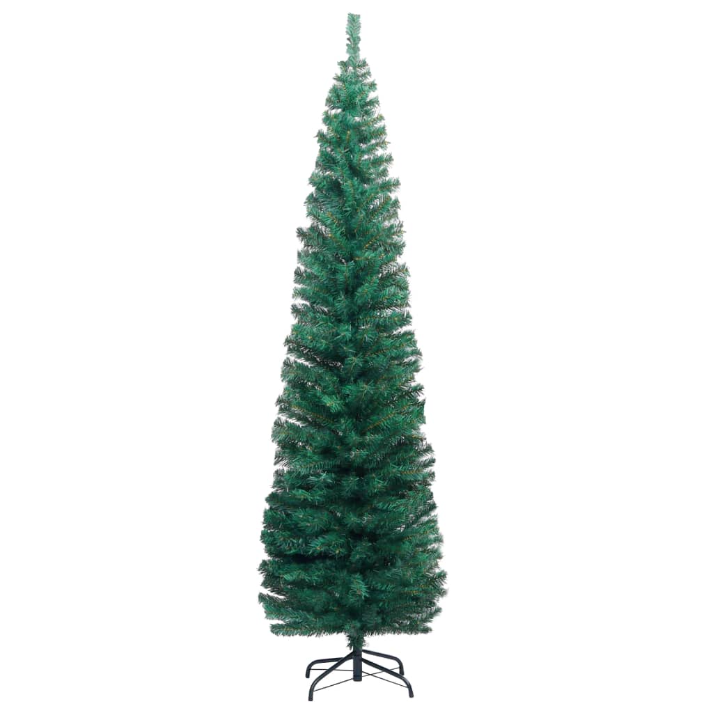 Kunstkerstboom met standaard smal 210 cm PVC groen