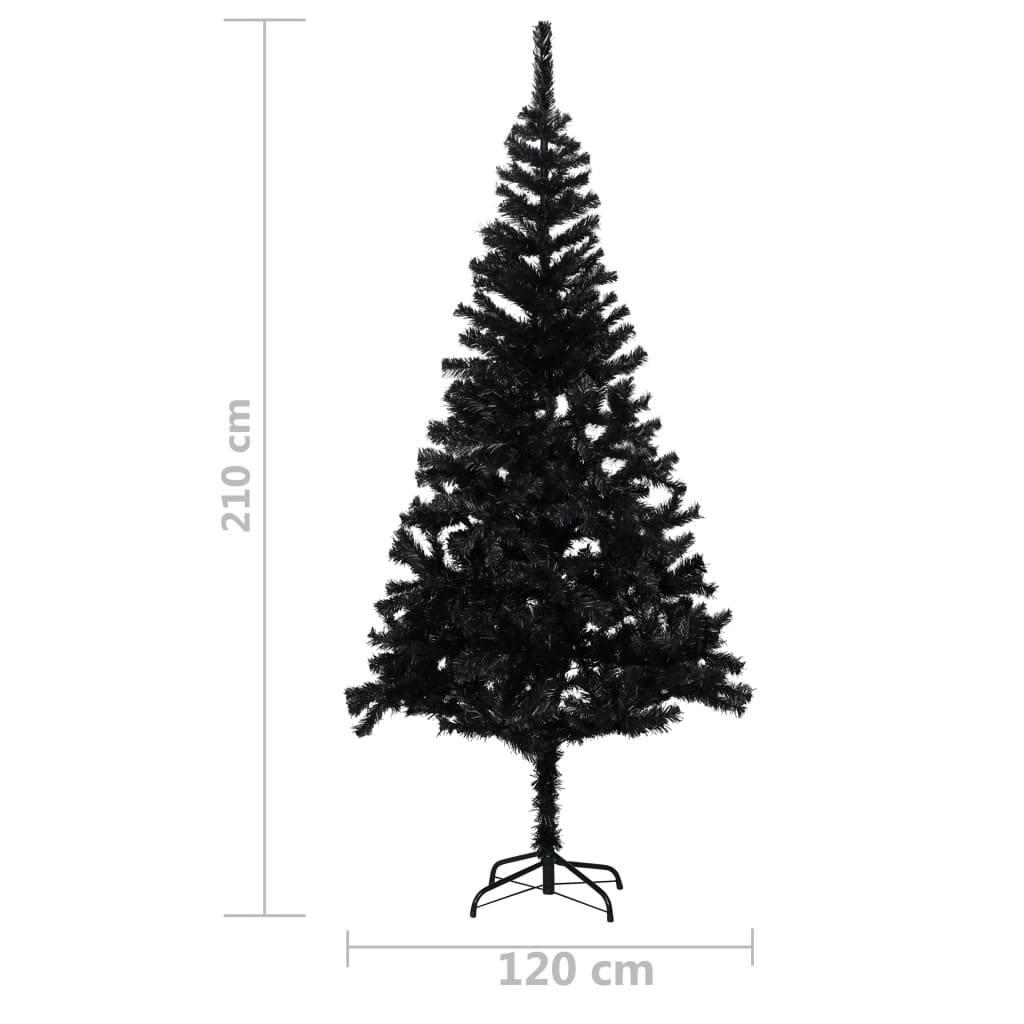 Kunstkerstboom met standaard 210 cm PVC zwart