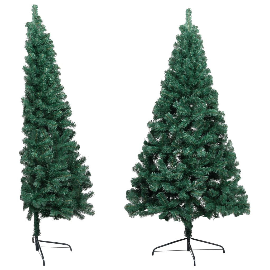 Kunstkerstboom met standaard half 150 cm PVC groen
