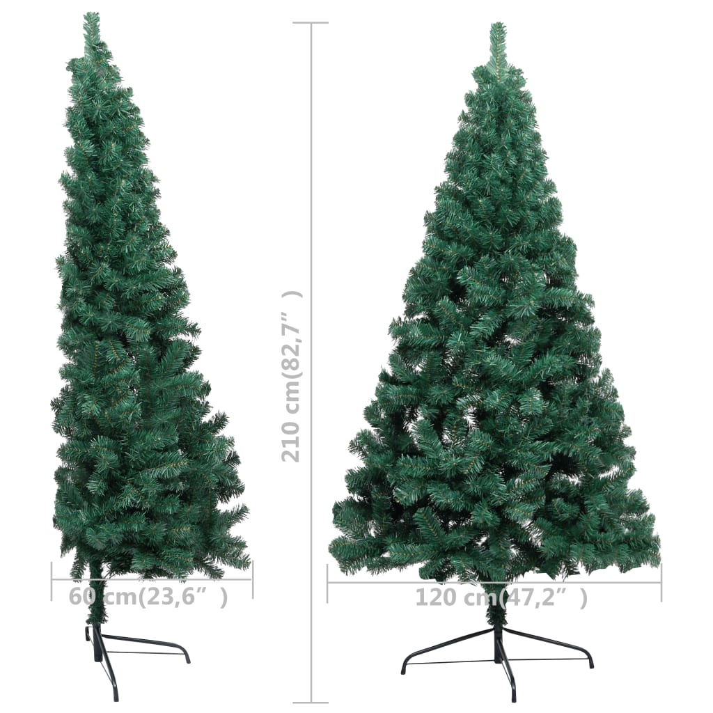 Kunstkerstboom met standaard half 210 cm PVC groen