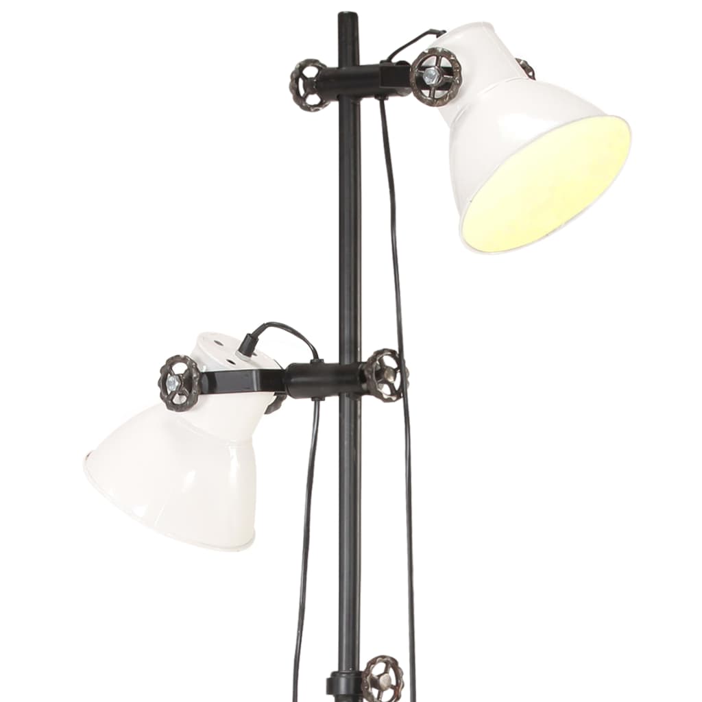 Vloerlamp met 2 lampenkappen E27 gietijzer wit