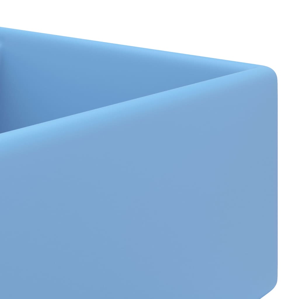 Wastafel met overloop vierkant 41x41 cm keramiek mat lichtblauw