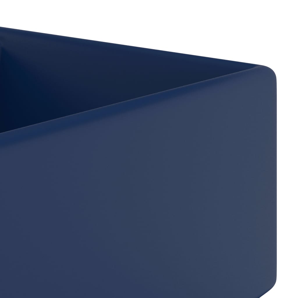 Wastafel met overloop vierkant 41x41cm keramiek mat donkerblauw
