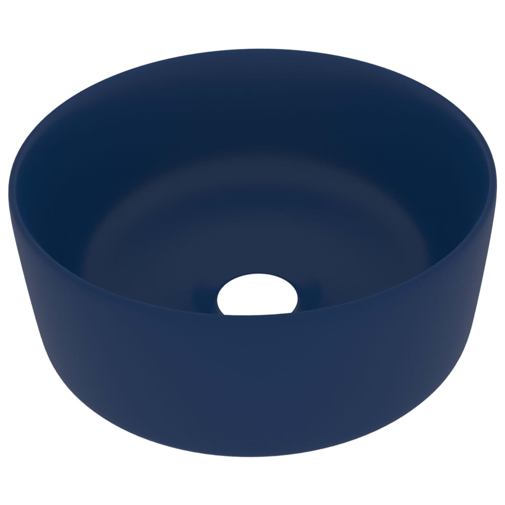 Wastafel rond 40x15 cm keramiek mat donkerblauw