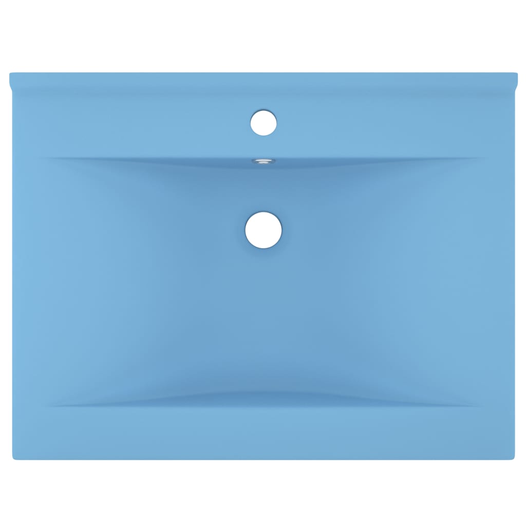 Wastafel met kraangat 60x46 cm keramiek mat lichtblauw