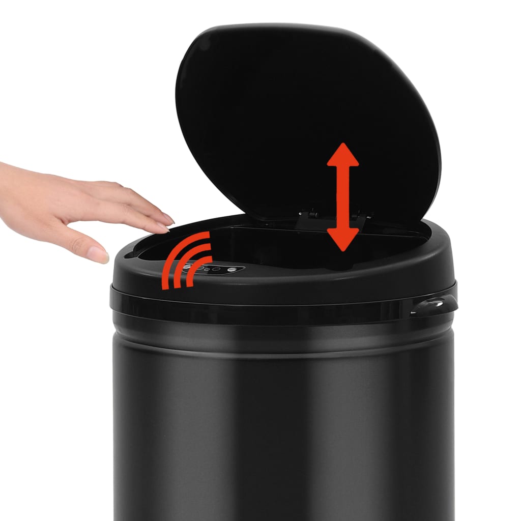Prullenbak met automatische sensor 30 L koolstofstaal zwart