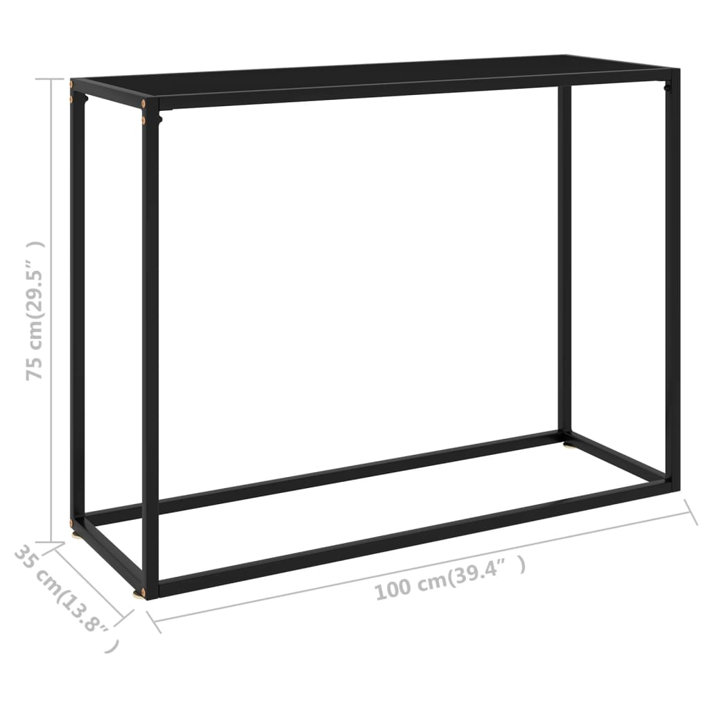 Wandtafel 100x35x75 cm gehard glas zwart