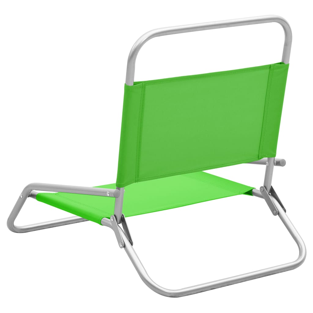 Strandstoelen 2 st inklapbaar stof groen
